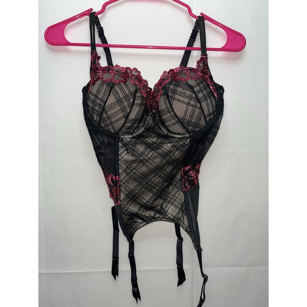 Victoria's Secret Vintage Corset Size 36C Basque Bodice With Garter Clips